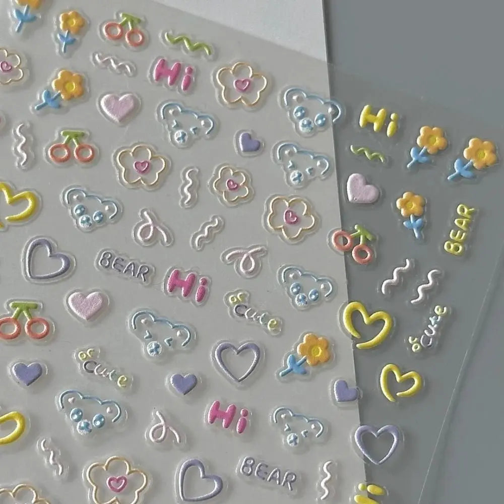 Cute Cartoon Nail Stickers – Self-Adhesive Nail Art Decals