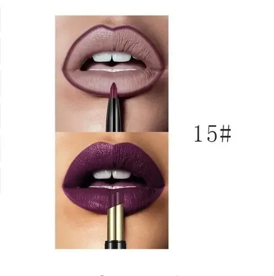 Pudaier 16-Color Double-Ended Lipstick & Lip Pencil | Waterproof, Long-Lasting, Half-Matte