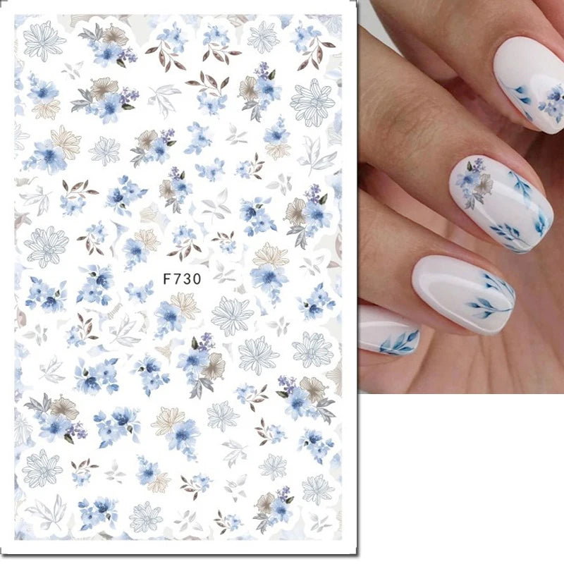 3D Y2K Hibiscus Floral Nail Stickers