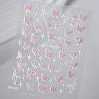 3D Aurora Shell Butterfly Nail Sticker – Pink & Purple, 8×10 cm