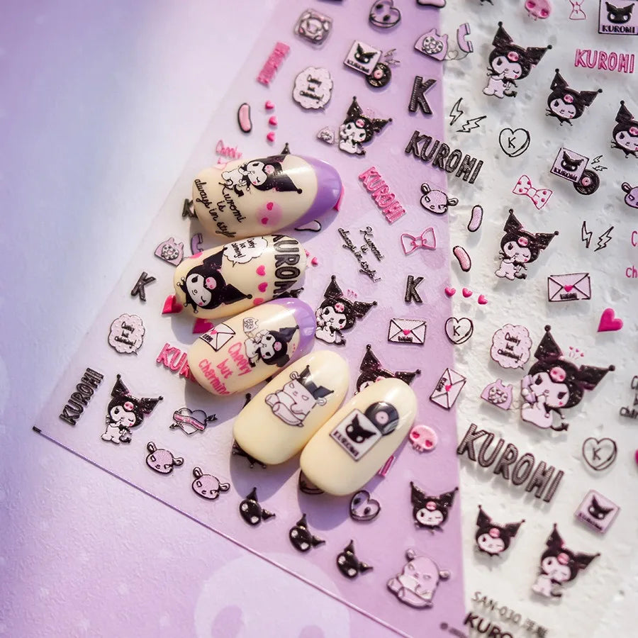 5D Anime Nail Stickers – Hello Kitty, Kuromi & Cinnamoroll