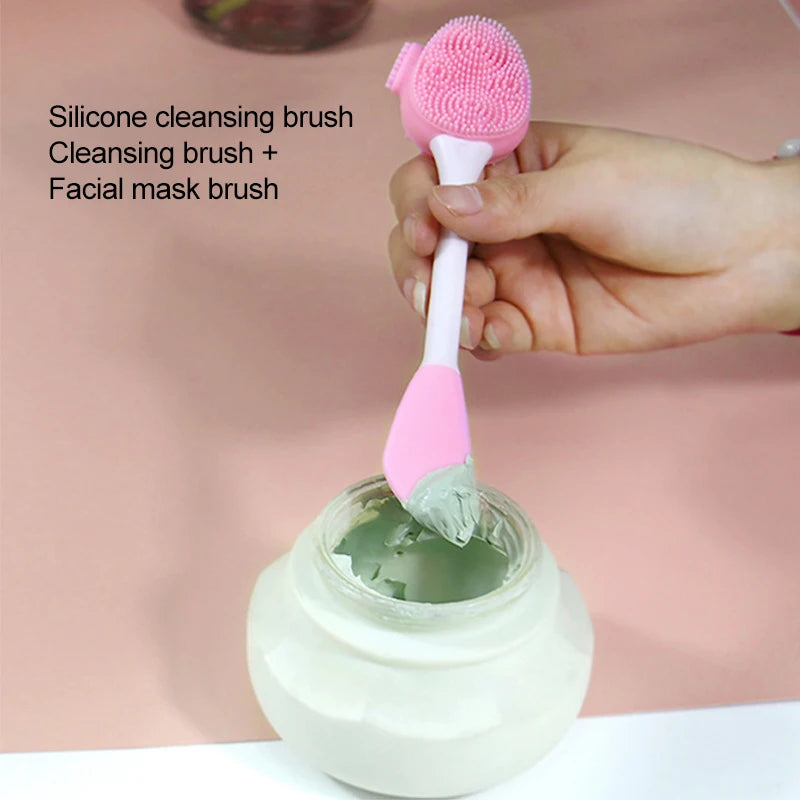 2-in-1 Silicone Facial Cleansing Brush – Mud Mask Remover & Makeup Scraper Tool