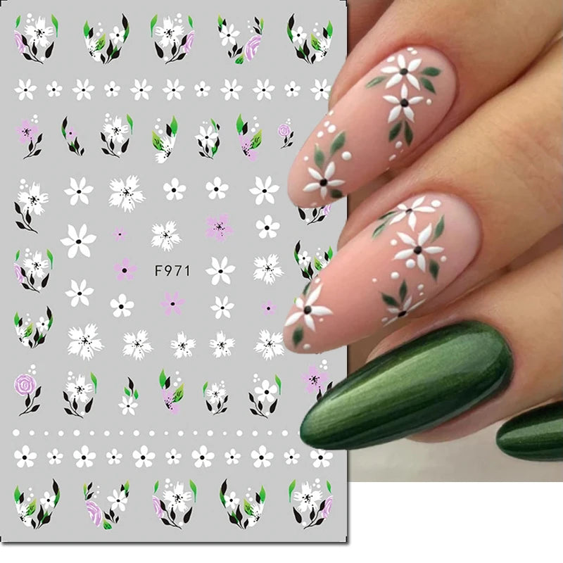 3D Floral & Butterfly Nail Art Stickers Decals