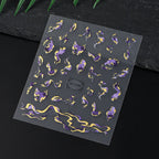 Holographic Purple & Blue Nail Art Stickers – Gold Ink Decals for DIY Manicure