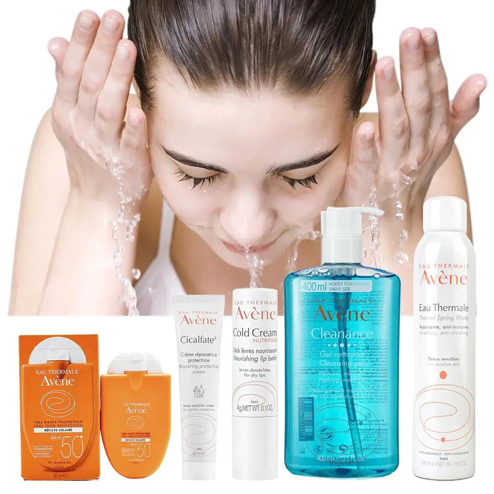 Avene Facial Cleanser & Moisturizing Gel – Deep Cleansing, Whitening, with Cold Cream & SPF 50+ Sunscreen