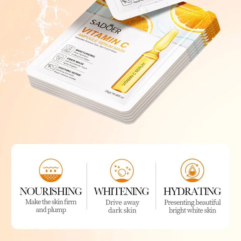 10pcs 24K Gold Vitamin C Hydrating Face Masks