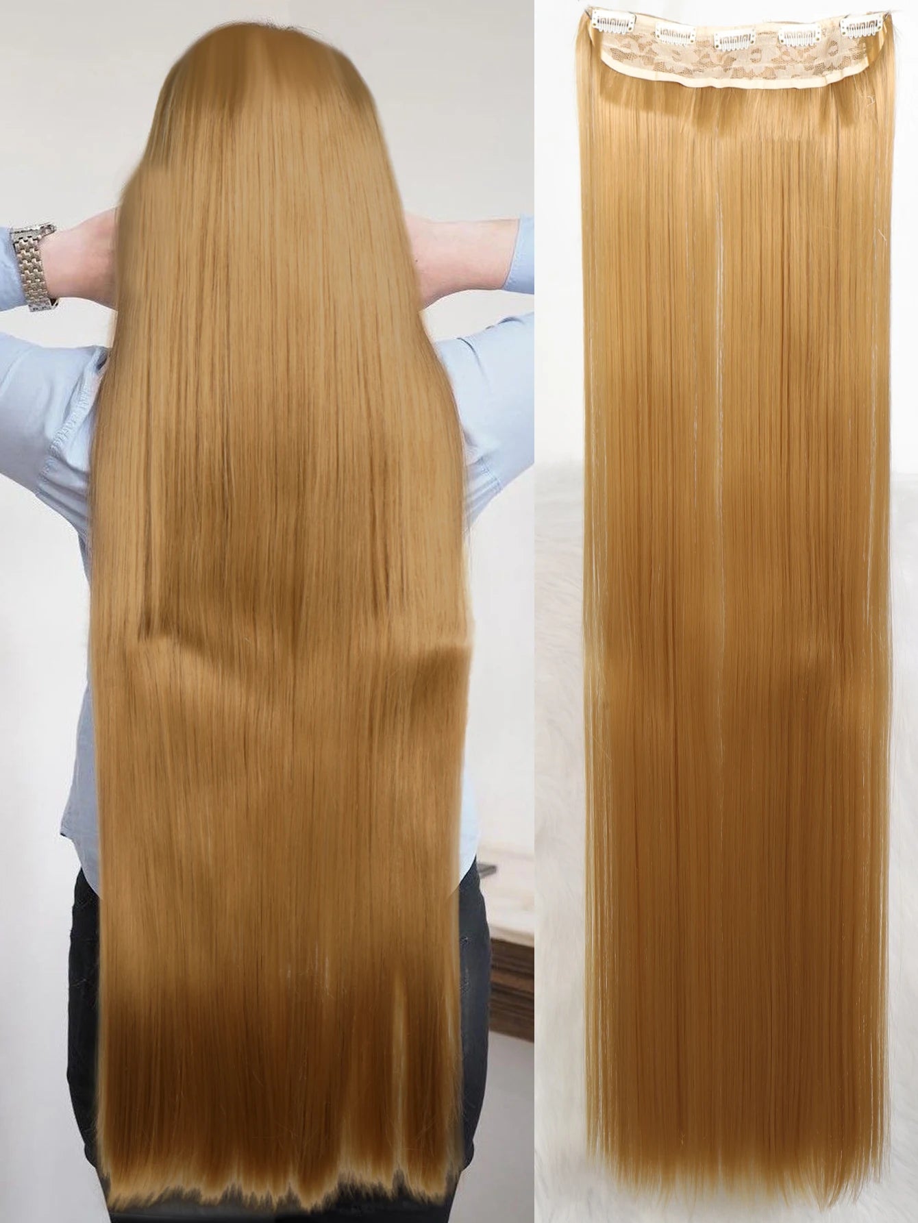 5-Clip 80cm Synthetic Hair Extensions – Straight, Black/Brown/Blonde