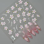 5D Spring Flower Nail Stickers – Embossed Floral Manicure Decals
