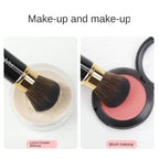 Luxury Mini Retractable Face Brush – Pink & Black, Portable Powder & Highlight Perfection