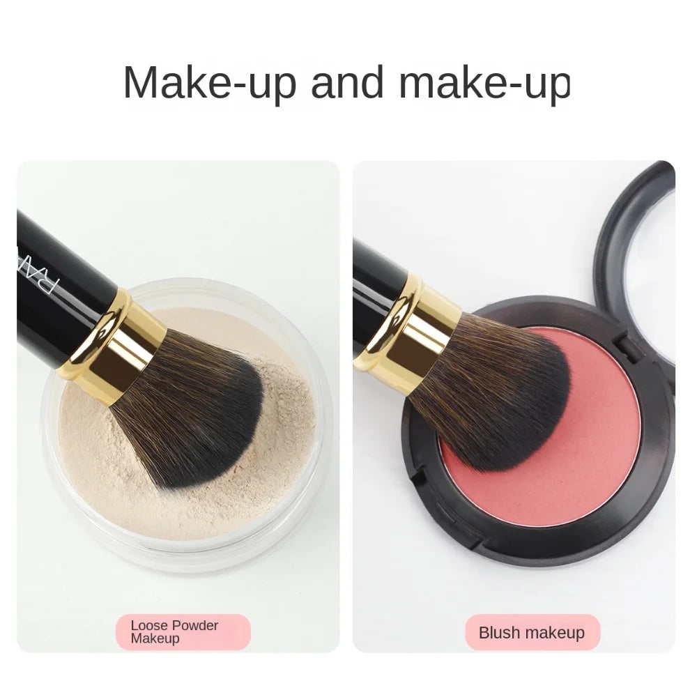 Luxury Mini Retractable Face Brush – Pink & Black, Portable Powder & Highlight Perfection