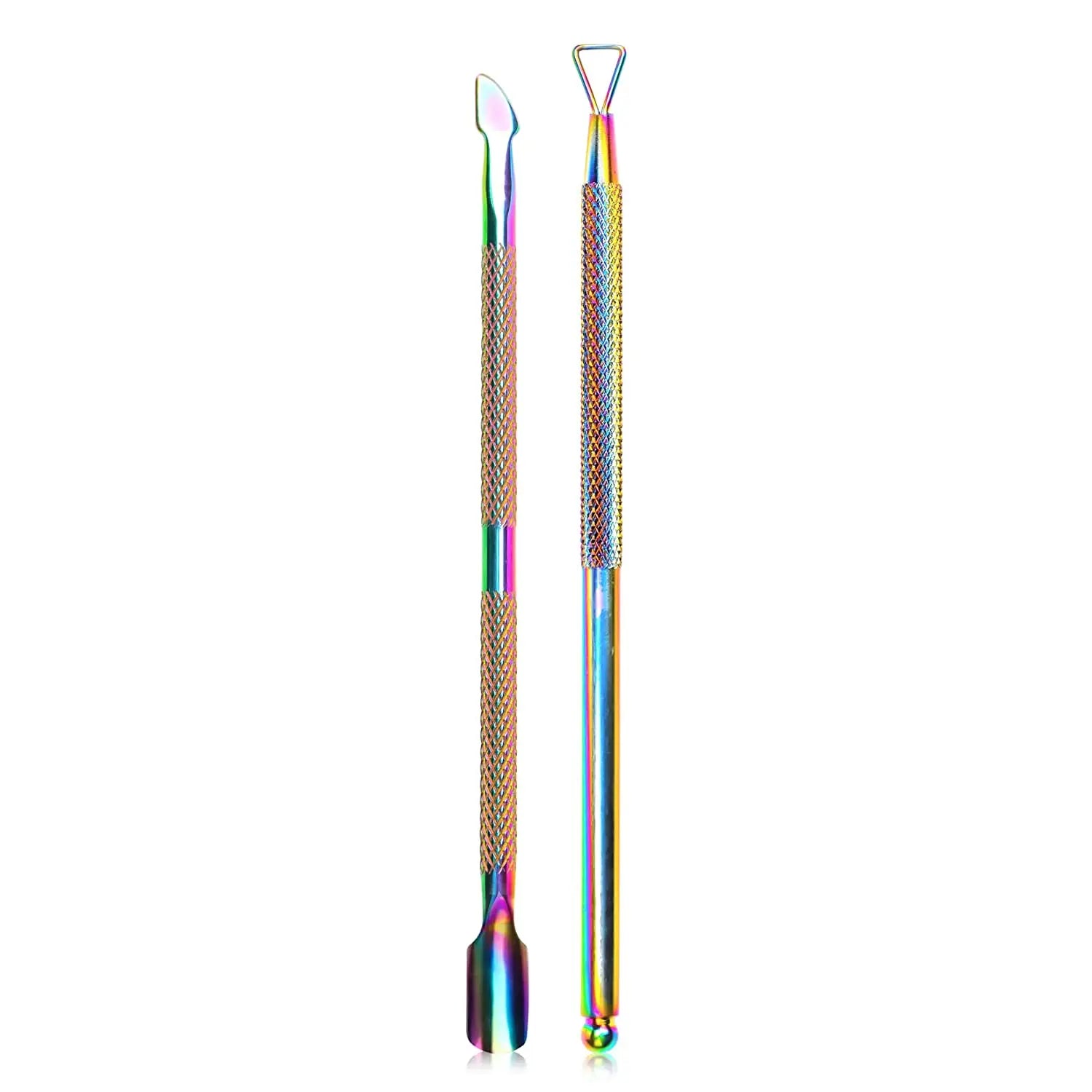 Double-Ended Cuticle Pusher & Spoon Nail Cleaner – Stainless Steel Triangle Gel Polish Remover Tool