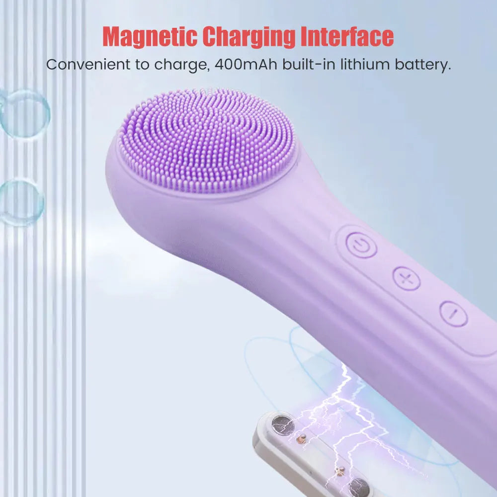 Ultrasonic Silicone Facial Cleansing Brush – Deep Pore & Blackhead Massager