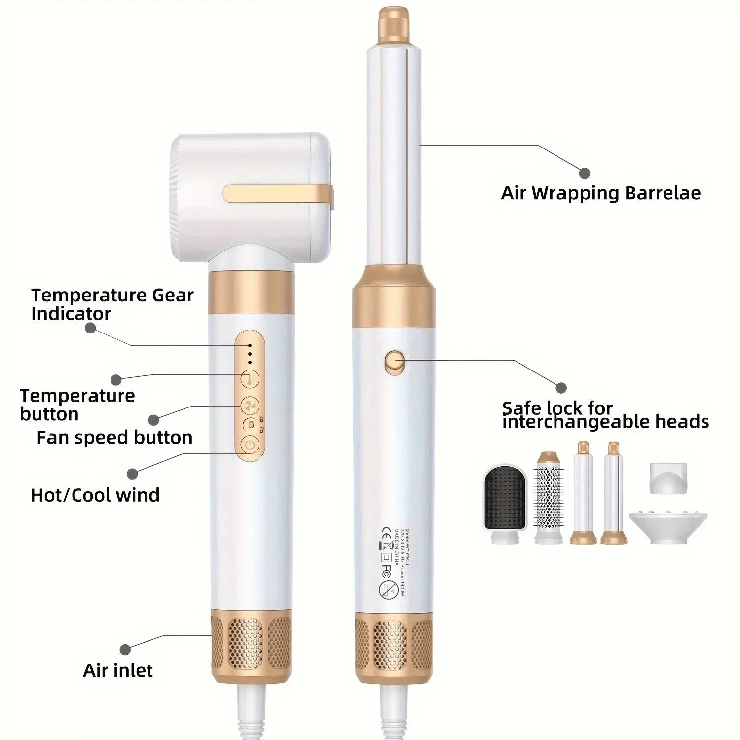Tinsol 7-in-1 Brushless High-Speed Hair Dryer – Ionic Blow Dryer with Diffuser, Styling Comb & Hair Curler