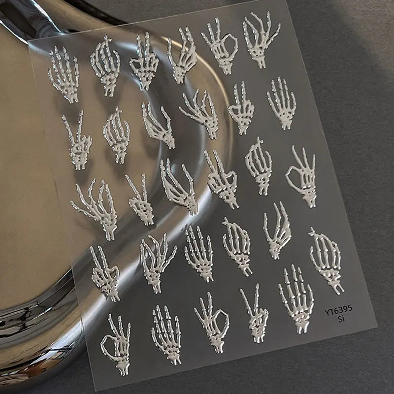 3D Halloween Nail Stickers – Laser Ghost, Spider & Pumpkin Decals