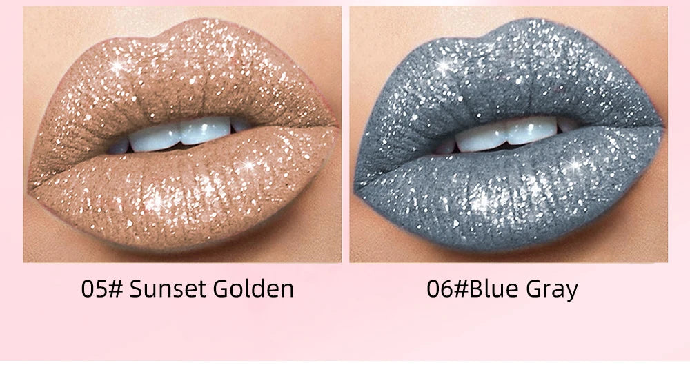 Diamond Liquid Lipstick – 6 Colors, Long-Lasting Waterproof Gloss
