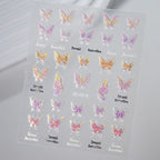 3D Aurora Shell Butterfly Nail Sticker – Pink & Purple, 8×10 cm
