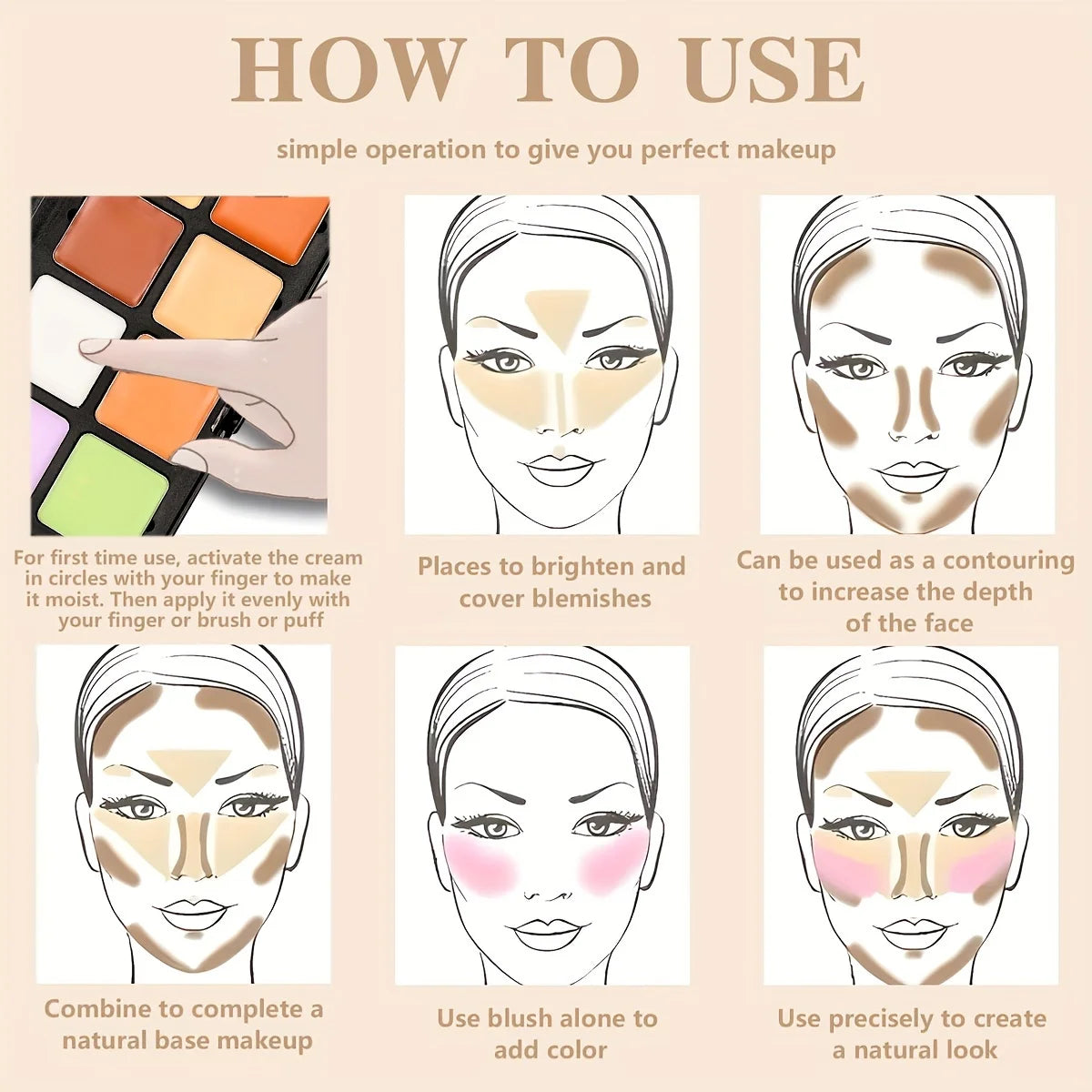 16-Color Matte Contour & Concealer Palette – Face & Nose Shadow Makeup Set