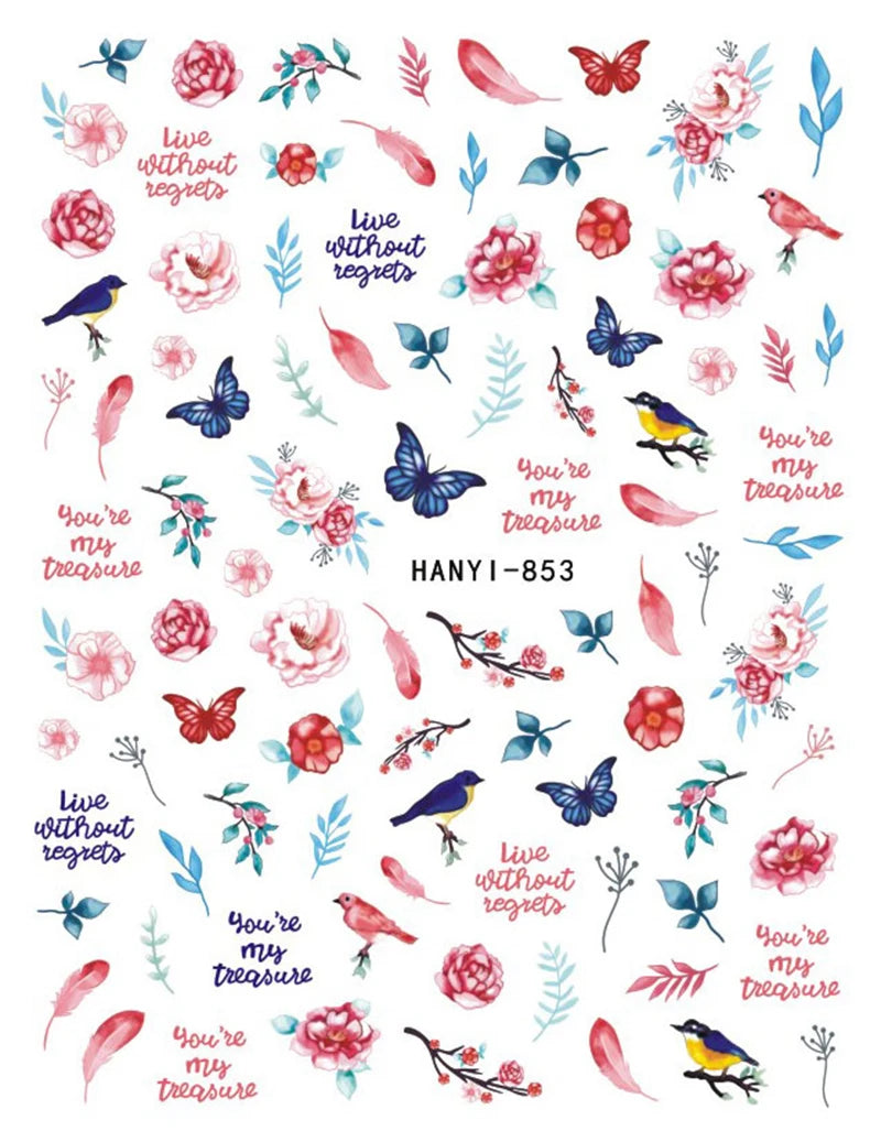 3D Floral & Butterfly Nail Art Stickers