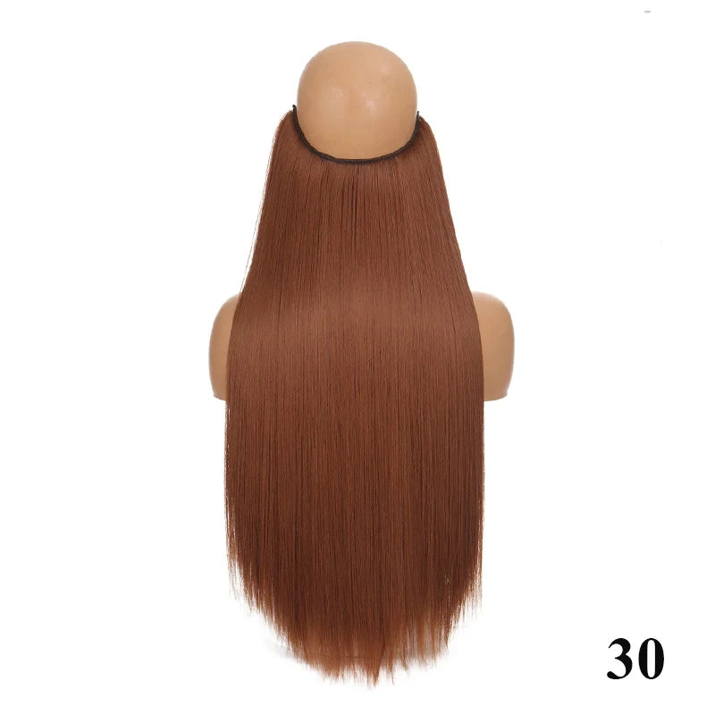 Fish Line Hair Extensions – Straight & Curly, 40/50/60cm, Daily Wear