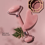 Pink Rose Quartz Jade Roller & Gua Sha Set