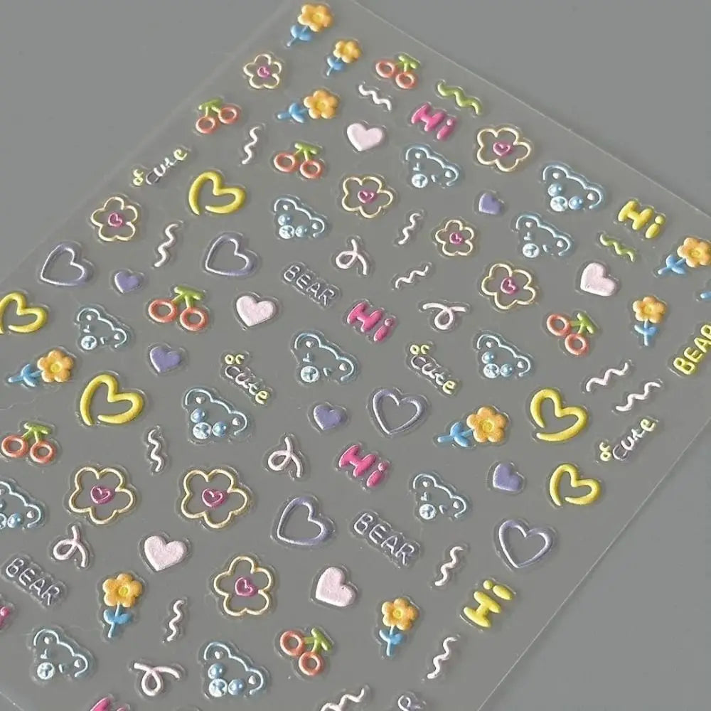 Cute Cartoon Nail Stickers – Self-Adhesive Nail Art Decals