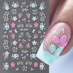 5D Spring Flower Nail Art Stickers – Colorful Daisy & Vine Decals for DIY Nails