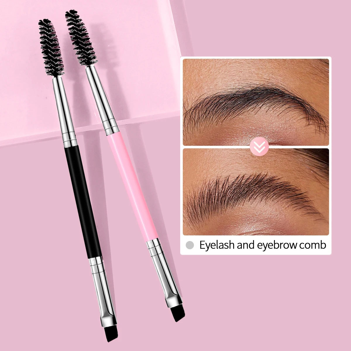 Professional Dual-Ended Eyebrow & Eyeliner Brush with Eyelash Comb