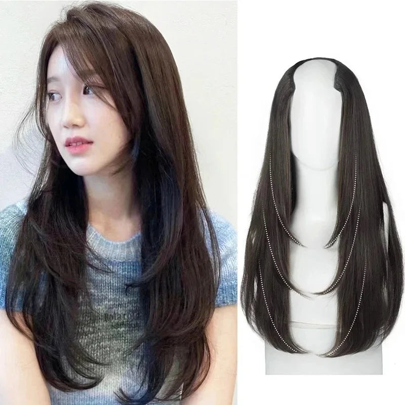 22" Synthetic Layered Hair Wig – Top Head Volume Extension