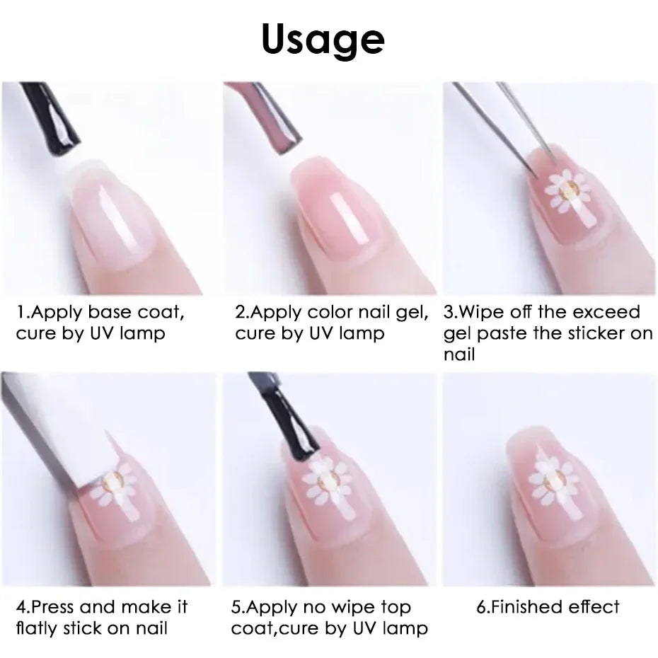 2PCS Hawaiian Floral Nail Stickers – DIY Spring/Summer Manicure Decals