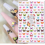 3D Butterfly & Flower Nail Art Stickers – Blue & Purple Decals for Manicure