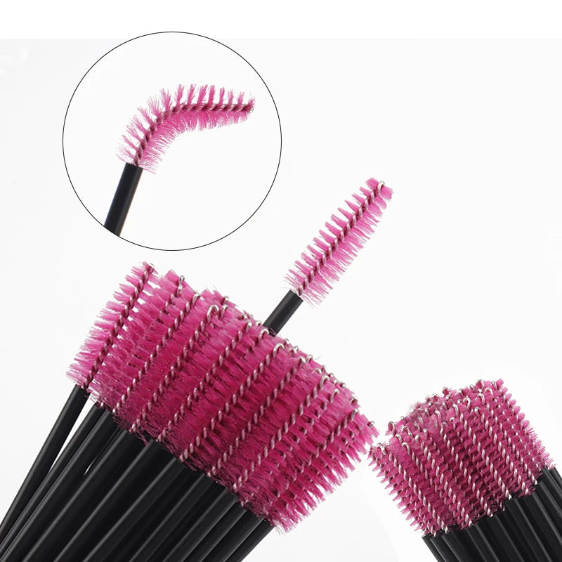 50pcs Double-Head Eyelash & Eyebrow Brushes – Micro Mascara Wands & Lash Extension Applicators