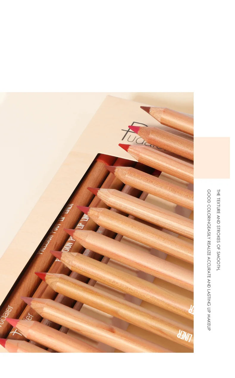 12pcs Waterproof Nude Lip Liner Set – Long-Lasting, Moisturizing Pencils