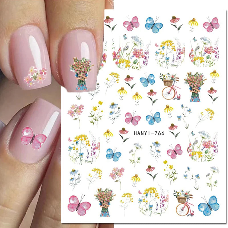 3D Floral & Butterfly Nail Art Stickers