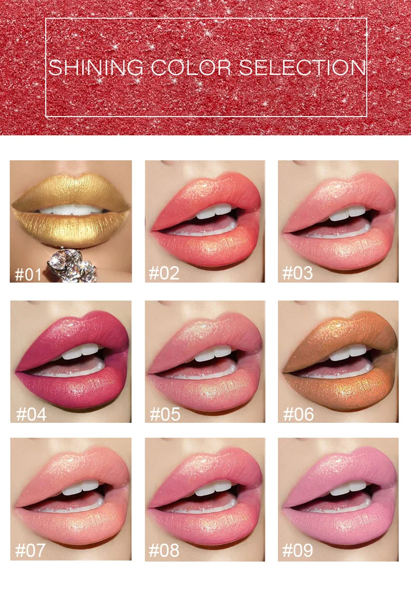 Handaiyan 9-Color Matte & Glitter Velvet Lipstick – Long-Lasting, Waterproof