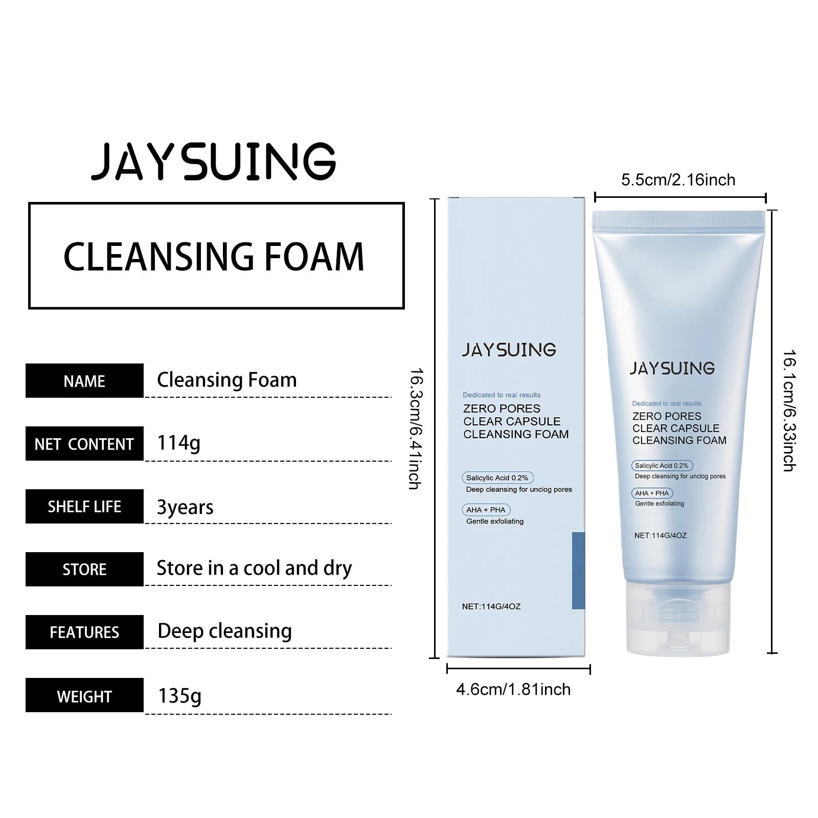 Salicylic Acid Face Cleanser – Acne & Oil Control, Pore Minimizing, Exfoliating