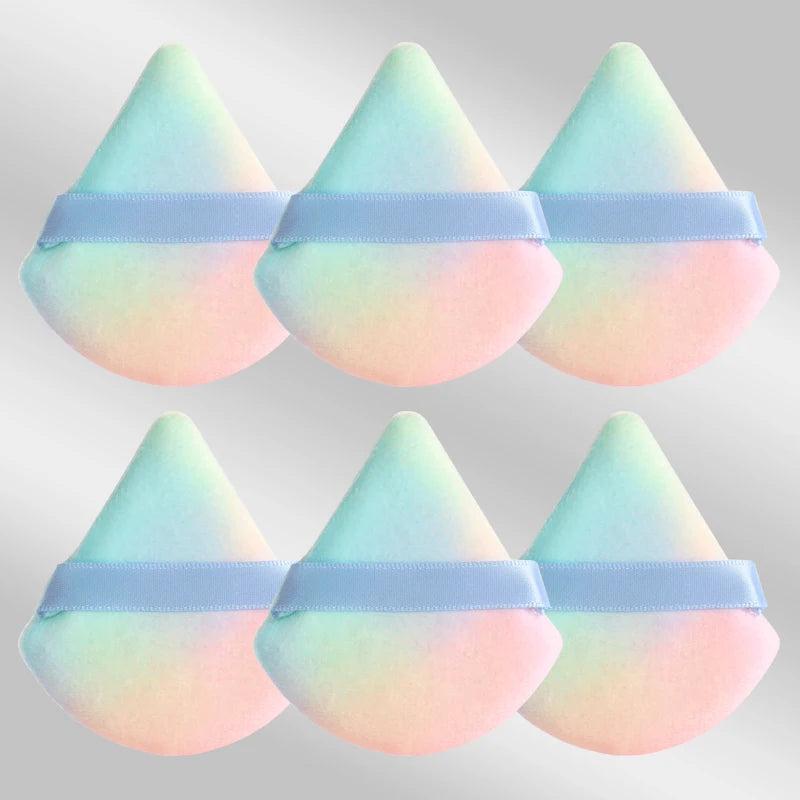 6 Pcs Triangular Makeup Sponge Puffs Soft Skin-Friendly Foundation Blenders for Home or Travel Use