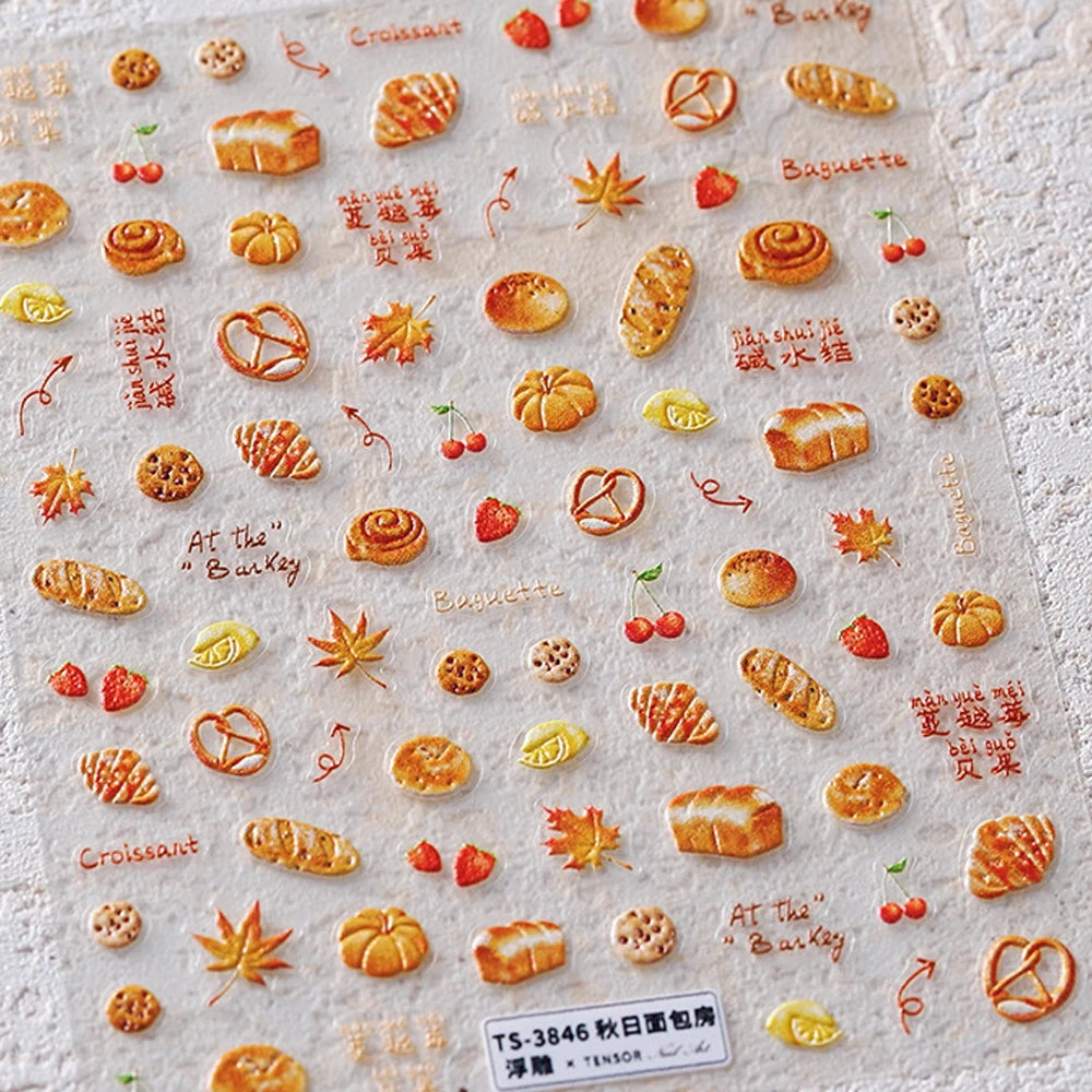 Autumn Maple & Ginkgo 5D Nail Art Stickers – Pumpkins, Ladybugs & Mushrooms