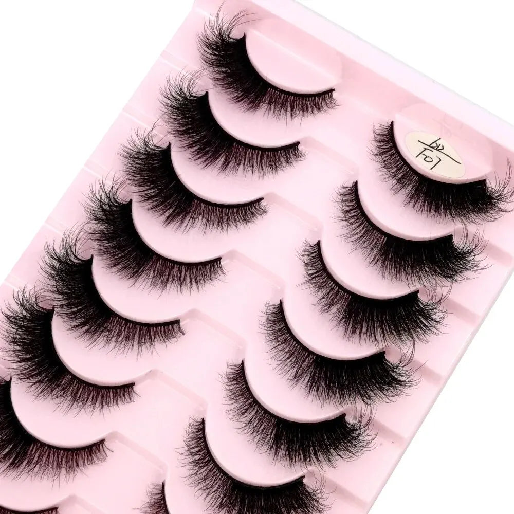 Cat Eye Wispy Mink Lashes – 10 Pairs, Natural Fluffy Long & Short False Eyelashes