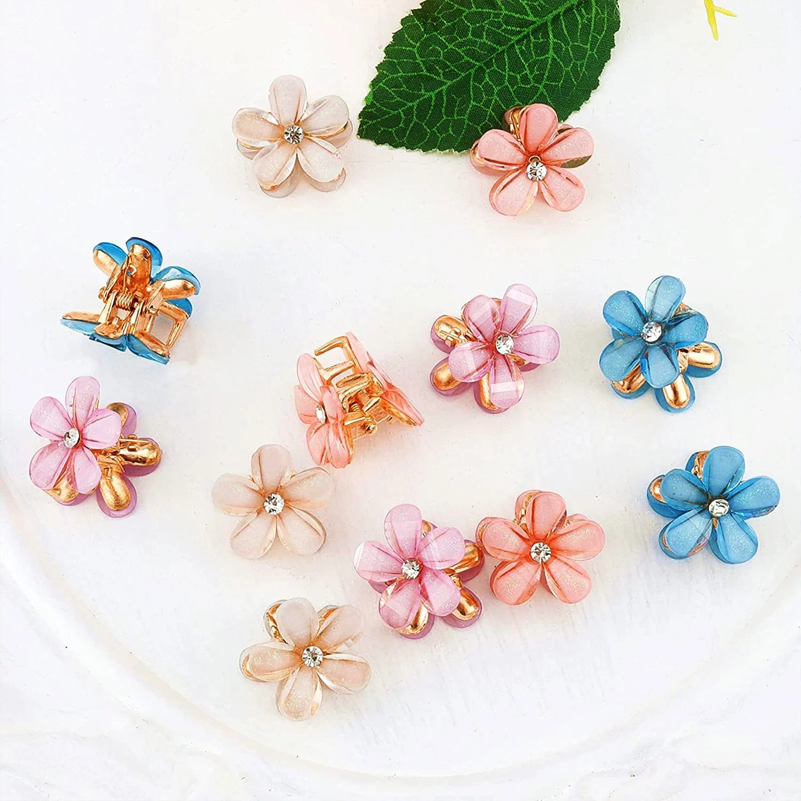 Super Fairy Floral Hair Clips – 12PCS Mini Rose & Tulip Metal Hair Accessories for Women & Girls