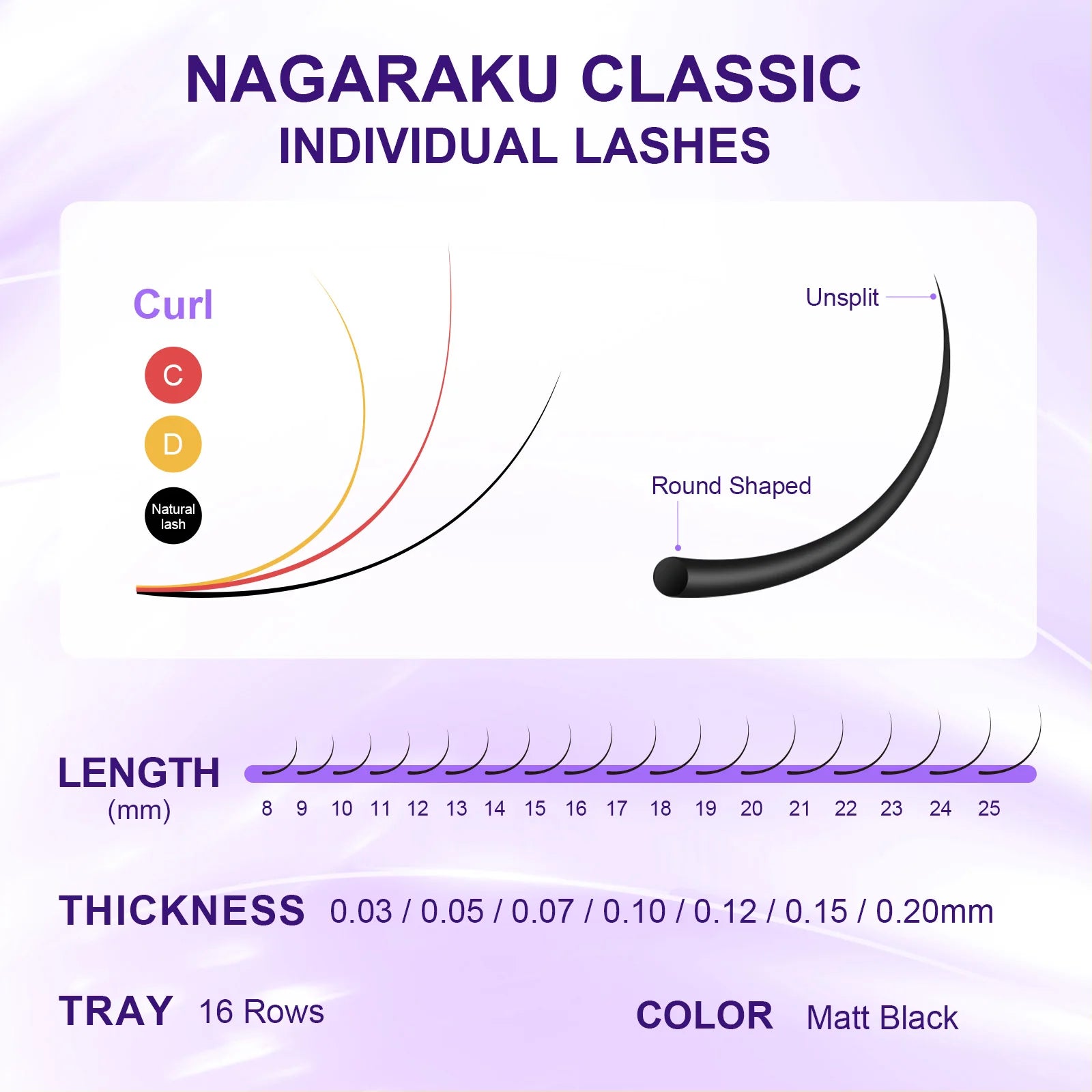 NAGARAKU Premium Individual Eyelashes – Black Matte, Natural & Soft
