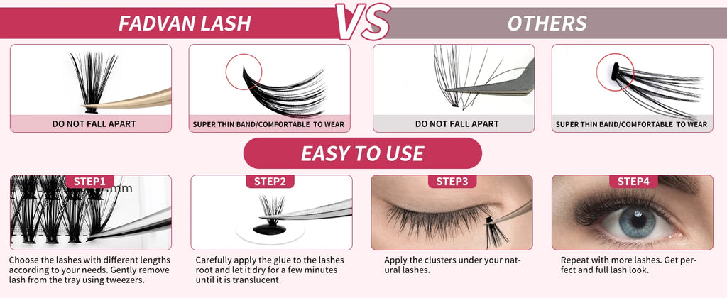 DIY Cluster Lashes Bundle – 30D/40D Soft Mink Individual Lashes