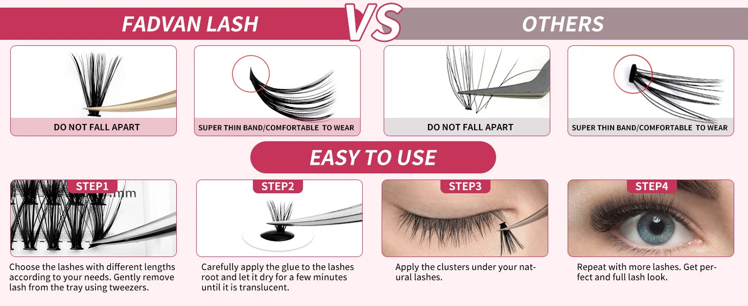 DIY Cluster Lashes Bundle – 30D/40D Soft Mink Individual Lashes