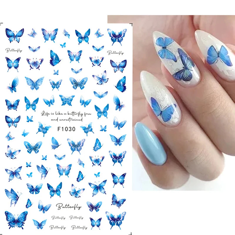 3D Floral & Butterfly Nail Art Stickers Decals