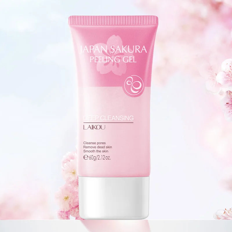 LAIKOU Sakura Moisturizing Facial Cleanser & Peeling Gel – Deep Cleanse & Exfoliate