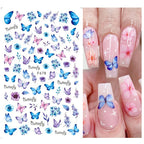 3D Floral & Butterfly Nail Art Stickers Decals