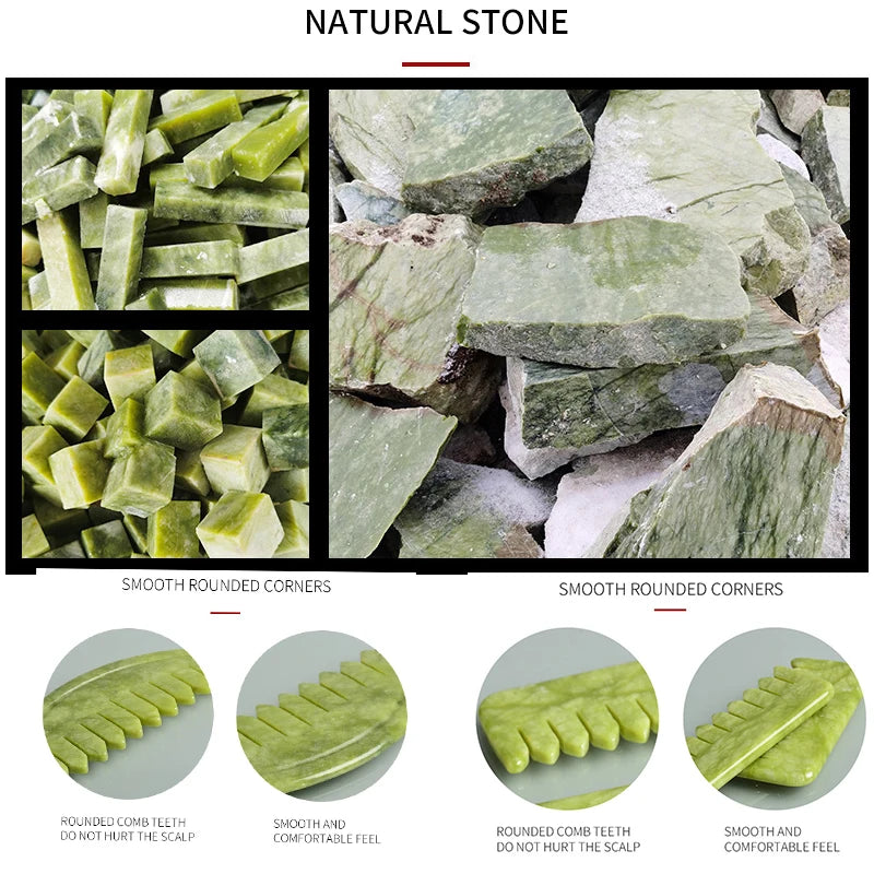 Natural Jade Comb Gua Sha Scraping Massage Tool