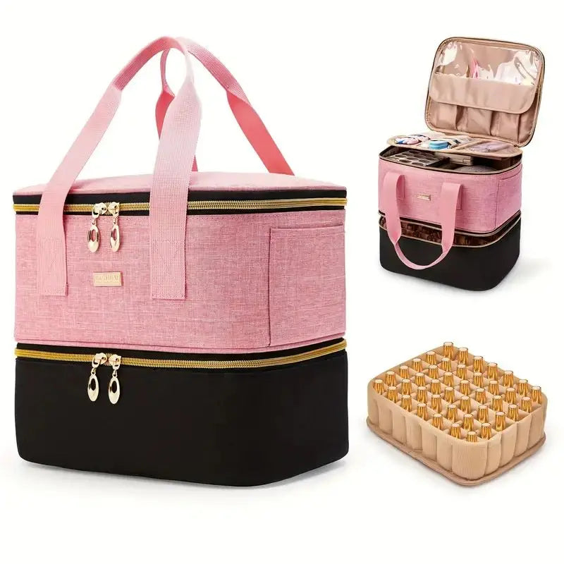 Double Layer Nail Polish Organizer Bag – Large Portable Carrying Case