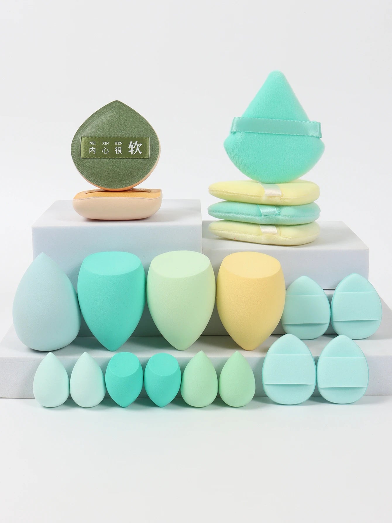 20 Pcs Pink Makeup Sponge & Puff Set for Face Cream, Powder, and Concealer – Soft Blending Applicator Tool