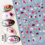 3D Butterfly & Flower Nail Art Stickers – Blue & Purple Decals for Manicure