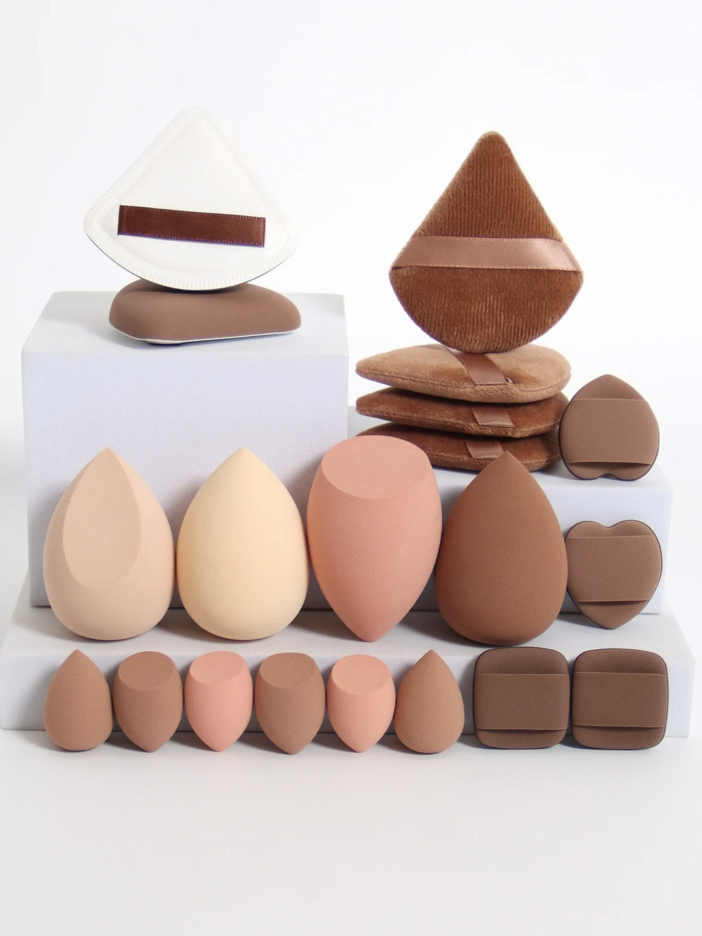 20 Pcs Pink Makeup Sponge & Puff Set for Face Cream, Powder, and Concealer – Soft Blending Applicator Tool
